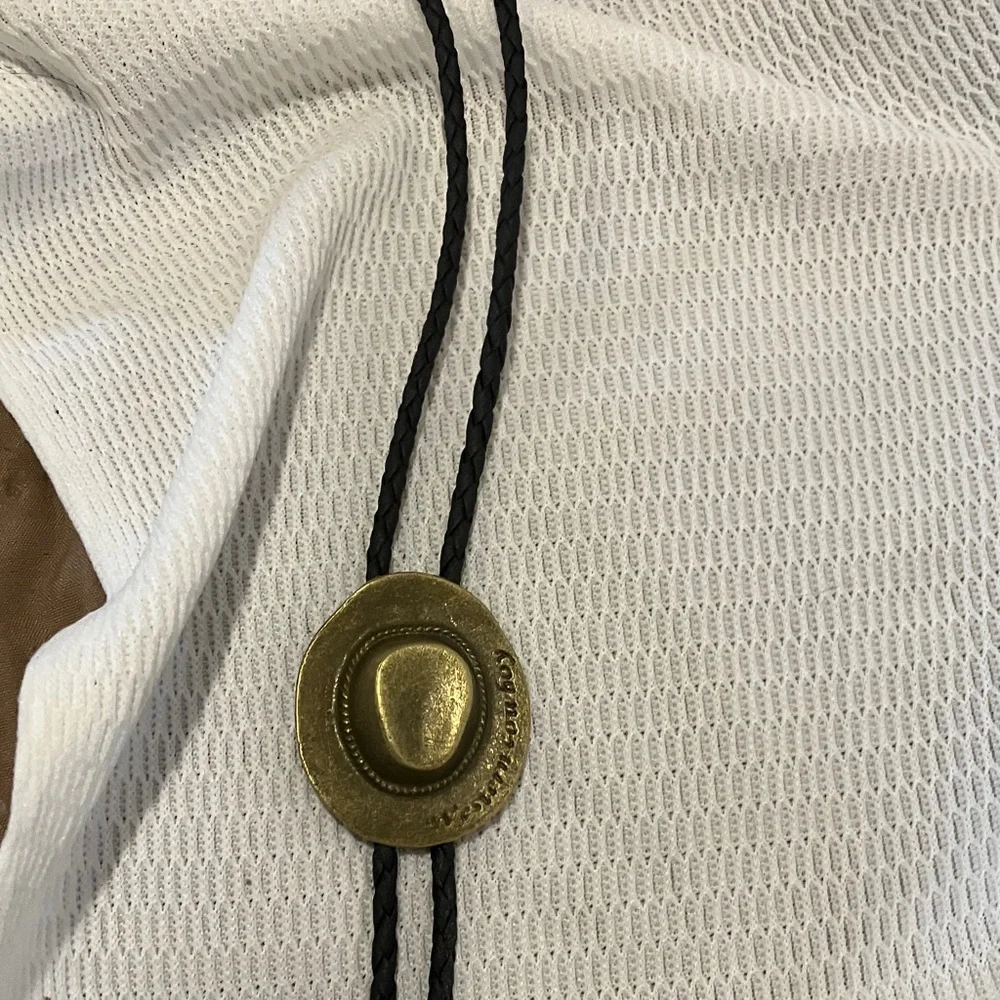 Classic Western Bolo Tie with Gold and Black Design